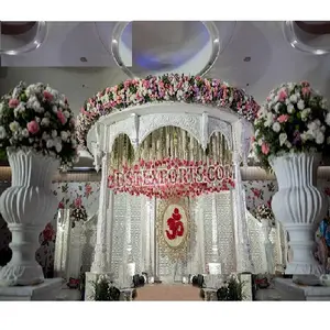 เอเชียฮินดูงานแต่งงานสีขาวHeer Mandapชุดราตรีฮินดูงานแต่งงานอินเดีย Mandapราคาไม่แพงเสาโรมันงานแต่งงาน Mandap - Product Image 1