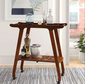 Newest fancy wood wine bar cart for home catering hotel restaurant kitchen food <b>serving</b> <b>trolley</b> wine & glasses holders hot sell - Product Image 6