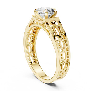 Rare Diamond Vintage Inspired 14K Solid Gold Lab Grown Diamond Engagement Ring with Brilliant Cut <b>Cluster</b> for Wedding Occasions - Product Image 4