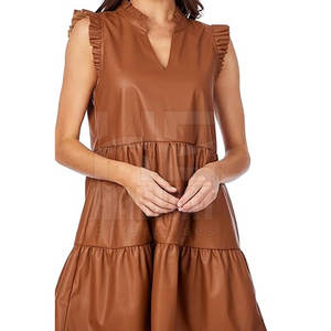 ชุดเดรสหนังผู้หญิงสวมใส่สบาย เนื้อผ้าหนังนุ่ม ทรงสวยเข้ารูป ชุดเดรสหนังผู้หญิงสำหรับใส่ในชีวิตประจำวัน - Product Image 3