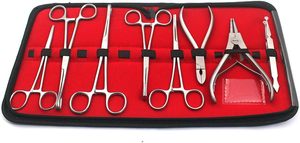 Kit Profesional de 8 Piezas para Perforaciones Corporales, Pinzas Manuales para Perforaciones de Oreja, Nariz y Pezón con Estuche de Cuero PU - Product Image 3