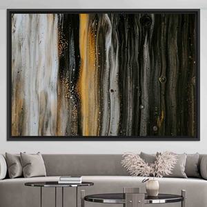 Arte Decorativo de Pared en Lienzo Impreso en Negro, Blanco y Dorado Moderno, Lienzo con Marco Negro - Product Image 1