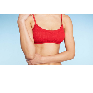 Top bikini a fascia smock rosso da donna Wild Fable XS/XS a vita alta con cut-out e scollo rotondo traspirante - Product Image 3