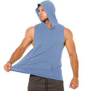 Sweat à capuche de gymnastique multicolore pour hommes de haute qualité grande taille à séchage rapide musculation coupe ajustée respirant sans manches à capuche vente en gros - Product Image 2