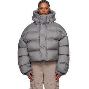 Vente en gros de veste universitaire veste en duvet ample matelassée légère personnalisée veste en duvet à capuche surdimensionnée pour hommes - Product Image 3