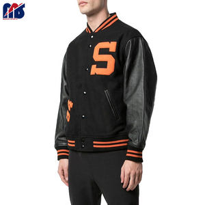 เสื้อแจ็กเก็ตเบสบอลสำหรับผู้ชายเสื้อกันลมติดกระดุมที่แขนเสื้อหนังใส่โลโก้ได้ตามต้องการ - Product Image 5