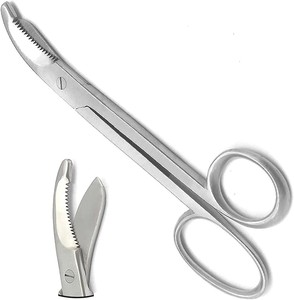 Ciseaux de coupe en acier inoxydable de haute qualité, robustes, en plastique moulé, 24 cm, avec anneaux dorés, lame dentelée - Product Image 4