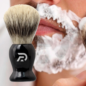 มีดโกนของผู้ชายแปรงโกนหนวดพร้อมแบดเจอร์ผมและด้ามจับไม้สีดำสั่งทำสำหรับการดูแลส่วนตัวและช่างตัดผม - Product Image 2