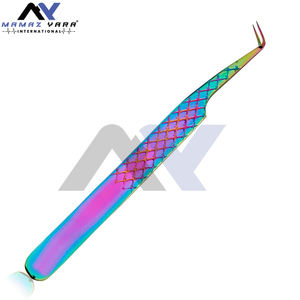 Gratis Personalizar Logo Puntiagudo Curvo Multi Color Pinzas para cejas de pestañas-Acero inoxidable profesional - Product Image 2