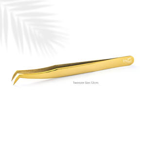 Pince à cils de volume professionnel pour extensions Pince à cils en acier inoxydable Gold Fine X Boot Pince à épiler en acier inoxydable - Product Image 2