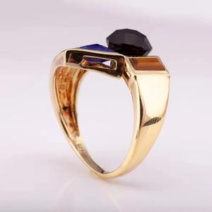 Anillo ajustable de plata 925 chapado en oro de 14K y 18K, joyería de moda única con ónix de ojo de tigre lapislázuli natural para fiestas - Product Image 3