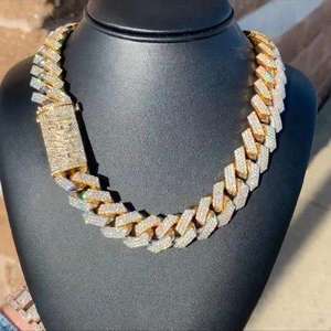 VVS Moissanite glacé chaîne à maillons cubains 14mm diamants taille ronde or blanc Hip Hop bijoux pour hommes en argent Sterling 925 - Product Image 2