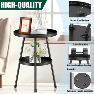 Table compacte en acier noir de style polyvalent pour les salons et les chambres à coucher - Product Image 5