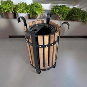 SGC10N Indoor/Outdoor 30L Wooden Trash Can <b>with</b> 3 Compartments WPC Material Recycle <b>Bin</b> for Waste Management Storage Toilet Use - Product Image 3