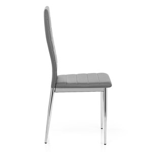 Silla de comedor de piel sintética <span class=keywords><strong>gris</strong></span> <span class=keywords><strong>oscuro</strong></span> simple y barata moderna con patas de metal cromado - Product Image 2