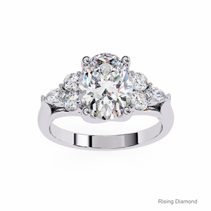 แหวนหมั้นเพชรรูปวงรี4.0 CT สีขาวทองของขวัญครบรอบแต่งงานกับแหวนเพชร CVD ของเธอ - Product Image 2