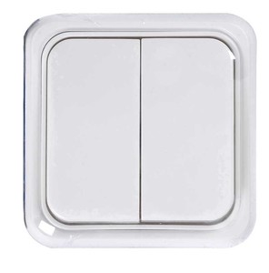 Interruttore doppio Alfa con superficie bianca (Simon MS131801) - Product Image 1