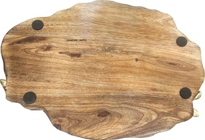 ถาดไม้มะม่วงทำมือถาดเสิร์ฟพร้อมถาดไม้สี่เหลี่ยมสีทองหรูหรา - Product Image 4