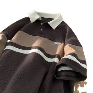 À la mode hommes polo chemises à manches courtes hommes et femmes été lâche amoureux américains personnalité décontractée chemise coton - Product Image 1