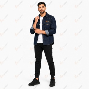 Camisas de mezclilla personalizadas para hombre al por mayor, camisas de jean premium de manga larga, ajuste slim, informales, de algodón, para trabajo, moda, marca privada - Product Image 2