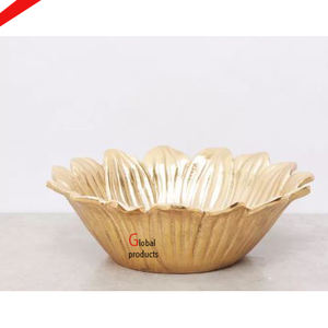 classic design <b>white</b> and golden metal aluminum <b>serving</b> <b>bowl</b> for hotel restaurant and bar - Product Image 3