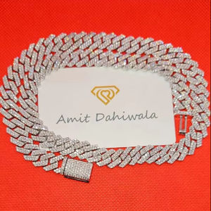 Testeur de Diamant GRA Hip Hop S925 Argent Glacé Bling 3 Rangées 14mm-20mm VVS Moissanite Chaîne à Maillons Cubains pour Hommes 16mm 18mm - Product Image 4