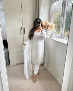 Vestido Anarkali de verano para mujer al mejor precio, traje hecho a mano de talla larga, pantalón Kurti Dupatta, diseño único, Salwar, indio paquistaní - Product Image 3