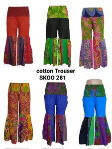 Nouveau pantalon en coton à la mode coupe décontractée avec patchs en tissu de laine vibrant taille moyenne pour un usage quotidien ou un style bohème - Product Image 3