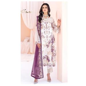 Salwar Kameez en fausse georgette lourde de style pakistanais à la mode avec broderie élégante et travail de séquence pour une tenue de fête et de fête - Product Image 1