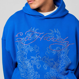 Sudadera con Capucha Personalizada con Pedrería Bordada, 100% Algodón, Estilo Vintage para Hombre, Invierno, Teñido Liso, Felpa Gruesa, Transpirable - Product Image 6