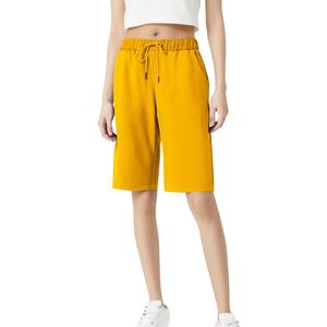 Short d'été en coton pour femmes, décontracté et sportif Short de marche en coton avec cordon de serrage Short de marche au genou avec poches - Product Image 2