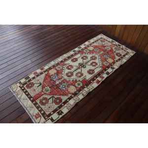 Turkish Vintage Rug 2,4x6,2 ft, <b>Red</b> <b>Runner</b> Ikat Wool Rug - Product Image 2
