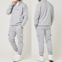 Pantalons cargo, survêtements, haute qualité, 100% coton épais, décontractés, ensemble de sweat-shirts à demi-zip pour hommes avec logo personnalisé, survêtements à fermeture éclair
