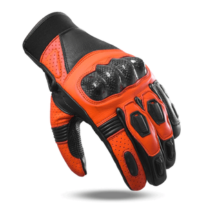 Men's Orange Leather Gloves With Knuckle Protection Motorcycle Auto Racing Wear Full Finger Unisex Thermal Gloves - Product Image 4