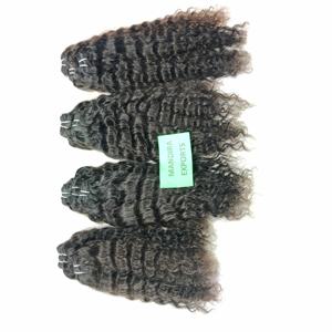 Sin procesar sedoso rizado Natural totalmente cutícula alineada paquete virgen máquina doble trama enredos extensiones de cabello humano indio - Product Image 1