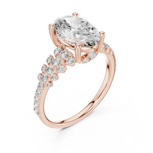 แหวนสตั๊ดทองคำ 14K ประดับเพชรทรงรีและทรงกลมที่เพาะเลี้ยงในห้องปฏิบัติการ |   ชุดลำลองประจำวัน |   เพชรที่เพาะเลี้ยงใหม่ - Product Image 5