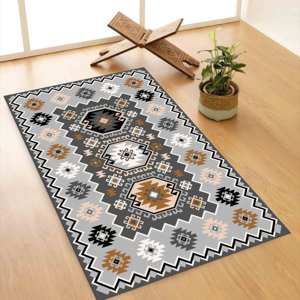 Alfombra de Oración de Lana Gris con Diseño Geométrico Islámico, Ecológica, Antideslizante, con Base de Látex, Grosor Medio - Product Image 4