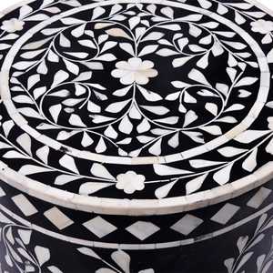 Table d'appoint et tabouret modernes en résine avec incrustations d'os, couleur personnalisable, décoration d'intérieur Diwali - Product Image 2