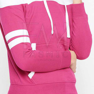 Sweat à capuche pull-over pour femme en jersey de haute qualité, personnalisable, en polaire épaisse, à épaules tombantes, pour l'hiver, avec devant uni et coupe haute - Product Image 5