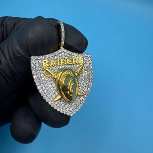 Collier pendentif hip-hop serti de diamants en moissanite VVS, plaqué or, argent 925, bijoux brillants pour rappeurs, article très vendu - Product Image 1