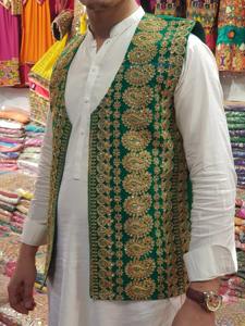 Gilet traditionnel afghan pour homme, fait à la main, ethnique, culturel, sans manches, pour les mariages et les festivals formels - Product Image 3