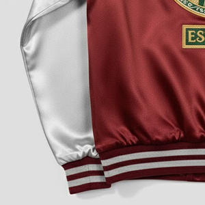 Veste universitaire en satin avec logo brodé personnalisé pour hommes Fabrication professionnelle Vêtements de rue Vestes de baseball pour hommes - Product Image 5