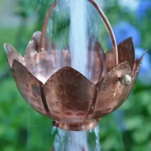Buda copo cobre chuva cadeia, Decorativa Natural Pure Copper Rain Cadeia para Jardim