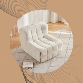 Silla de sofá individual de compresión de diseño moderno para espacios pequeños, tapicería de tela con mechones, muebles nórdicos para el hogar para sala de estar - Product Image 1