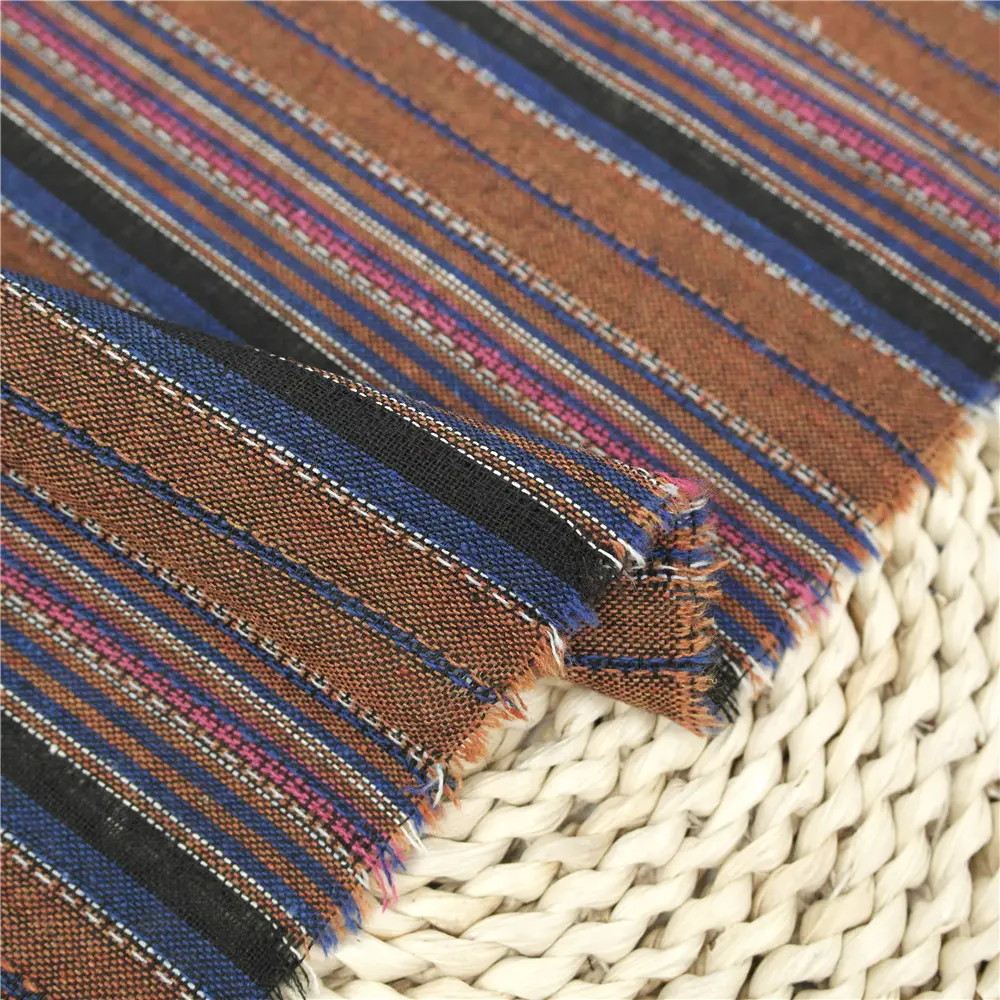 Factory direct sale linen cotton vertical stripe yarn-dyed fabric for ethnic style women's clothing