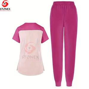 Comfortable High Quality Knitted Medical Scrub Sets Women Custom <b>Nursing</b> Uniforms Stylish Spandex Polyester Hospital Scrubs - Product Image 2