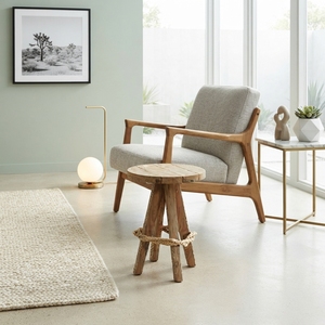 Modern Round Solid <b>Wood</b> <b>Stool</b> Elegant Rustic Chair Accent Furniture With Rope Footrest For Contemporary Home Decor Designs Setup - Product Image 5