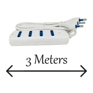 Ciabatta a 4 vie con cavo da 3 metri, forniture elettriche bianche/ciabatte e prolunghe - Product Image 3