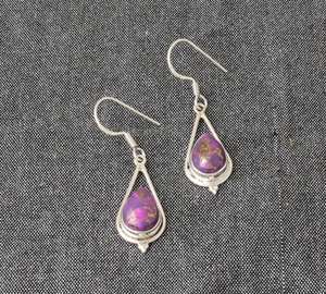 Turquoise 925 Sterling <b>Silver</b> Teardrop <b>Huggie</b> <b>Earrings</b> Handmade Pear Stone Jewelry for Women Mother's Day Wholesale Gifts - Product Image 4