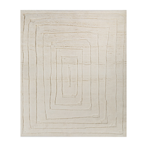 Alfombras de Lana Zuri Ivory con Patrón Geométrico 9x12, Anudadas a Mano para Decoración de Sala de Estar y Uso en Automóviles-RA-5008 - Product Image 1